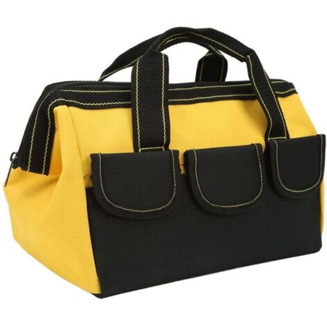 Sac de rangement pour outils 16 pouces, large ouverture, robuste, étanche, portable, jaune (1/4)