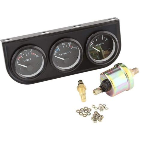 52mm Triple jauges 3 en 1 voltmètre jauge de température d'eau compteur de pression d'huile avec capteur pour camion de voiture (1/4)