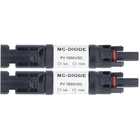 MC‑D Lot de 2 Pièces de Connecteur PV Solaire 1000 V Diode Anti-retour Intégrée IP68 étanche pour Connexion Panneau Solaire(20A) (1/4)