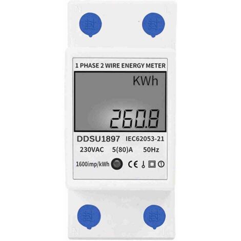 Compteur Électrique Rail DIN Monophasé - Mesure Précise 80A - Installation 1F/2F - Pour Tableaux Électriques Professionnels (1/4)