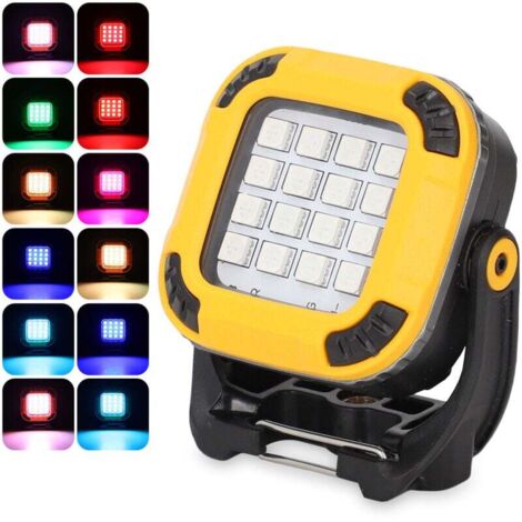 COB Lampe de Travail Rechargeable, Mini Lampe de Camping Portable, Lampe Poche Étanche Lampes, Base Magnétique, pour Camping/Urgence/Réparation (1/4)