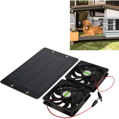 Panneau solaire alimenté en plastique de silicium à double ventilateur 10W 12V 2A Portable extérieur pour voiture de RV de serre de maison de poulet A (1/4)