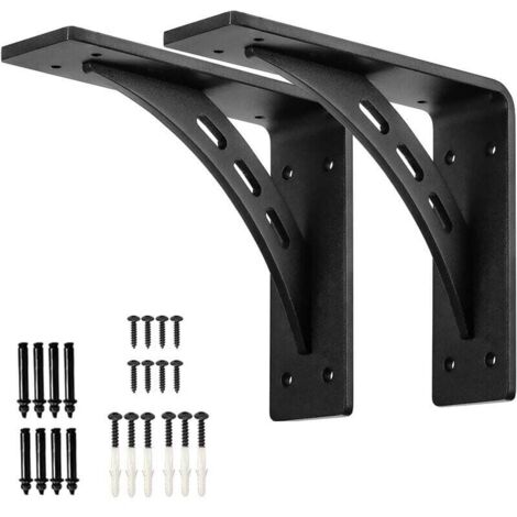 Lot de 2 pieces de supports d'étagère flottants décoratifs en acier robuste pour étagère murale d'angle (1/4)