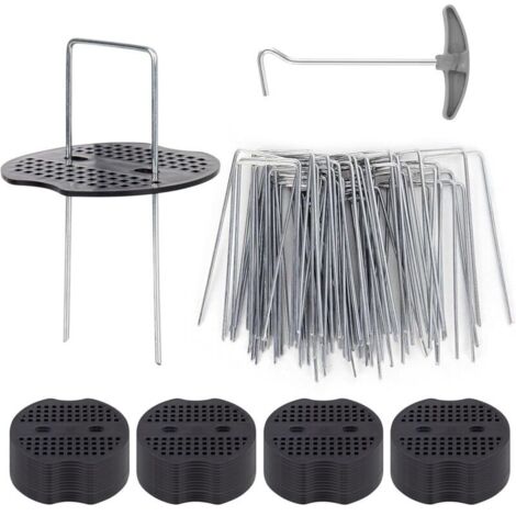 50 Piquets De Jardin Ave Rondelles, Piquets De Fixation en Acier Galvanisé pour Baches Agraphes De Fixation De Toile De Paillage Piquets Galvanisé (1/4)