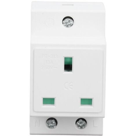 Prise de Courant Alternatif Fiable sur Rail DIN, pour Panneau de Distribution, Prise de Courant en Nylon Ignifuge pour une Installation Facile (Royaume-Uni AC250V 13A) (1/4)
