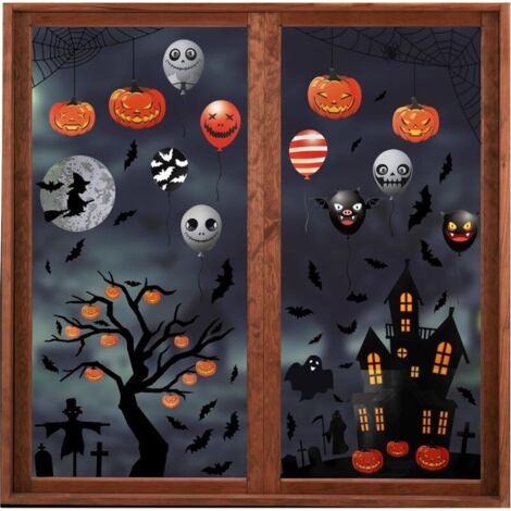 MATÉRIAU DE HAUTE QUALITÉ, IMPRESSION DOUBLE FACE :Ces gommettes halloween sont fabriqués en PVC statique, non toxique, sans colle et imperméable. Les autocollants se collent aux fenêtres ou aux surfa (1/4)