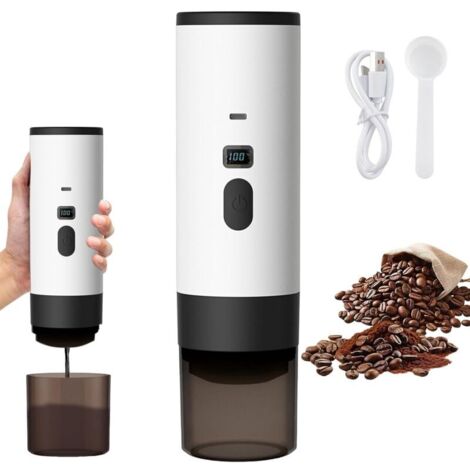 3 En 1 Machine à Cafe Portable, 72W CafetièRe Portable, 12V Expresso CafetièRe Rechargeable, USB CafetièRes Expresso à Capsules, RéServoir D'Eau 90ml, Pour Bureau Camping Voiture Voyage (blanc) (1/4)