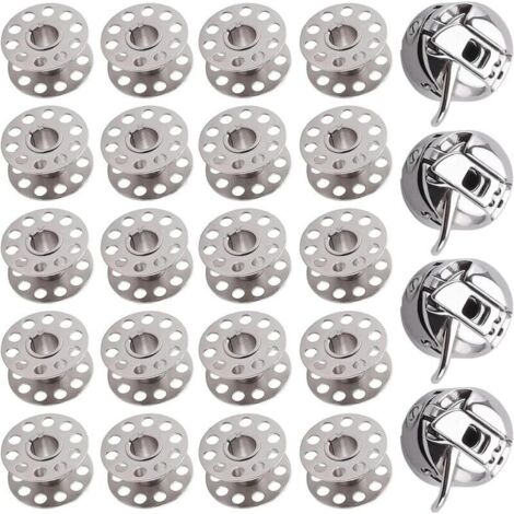 Lot de 2 capsules de bobine et 8 maillets pour machine à coudre en acier inoxydable pour machines à chargement frontal de classe 15 (1/4)