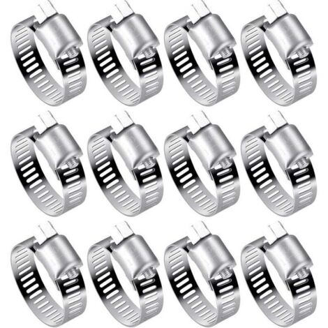 Lot de 12 Colliers de Serrage Tuyau en Acier Inoxydable 304 - Réglables (16-25mm) pour Tuyaux d'Eau, Réservoirs de Gaz et Tubes Automobiles (1/4)
