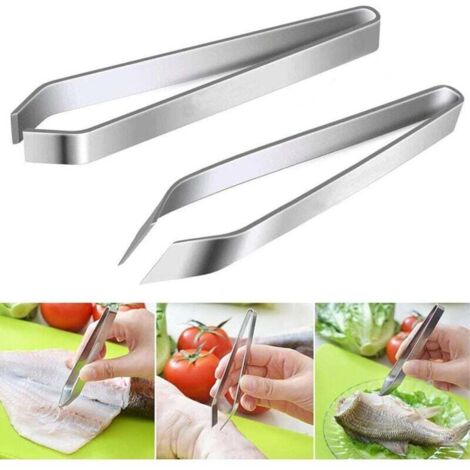 Pince à Arêtes De Poisson Pince Poisson Professionnelle Pince a Desareter En Inoxydable Pince à Épiler à Poisson 2Pcs Pince Plate Pour Poisson Pincette Pour Chef Cuisine Pinces Coudées Pinces Plates (1/4)