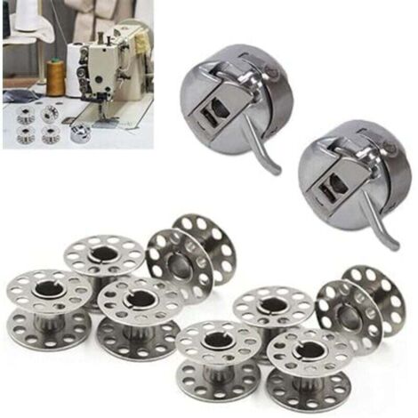 2 Pièces Boîte à Canette pour Machine à Coudre, 8 Pièces Bobine en Métal, Compatible pour Singer Janome Brother Machine à Coudre Domestique Standard (1/4)
