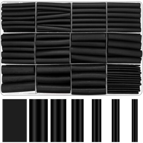 Gaine thermorétractable, 180 pièces 3: 1 double paroi gaine thermorétractable, gaine thermorétractable soudée, gaine d'isolation électrique étanche, gaine thermorétractable doublée collée, noir (1/4)