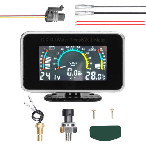 9 V-36 V DC Instrument numérique LCD LCD de voiture 3 en 1, jauge de pression d'huile voltmètre jauge de carburant jauge de température d'eau, Manomètre (1/4)