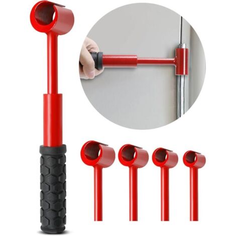 Kit d'outils de réglage de charnière de porte 4 en 1, outil de réglage de charnière rouge multi-tailles pour l'alignement de la porte d'armoire, jeu de clés de réglage de charnière en acier (1/4)