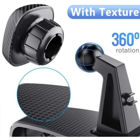 Support Téléphone Voiture Universel - Rotation 360°, Fixation Ventouse Ou Clip - Noir