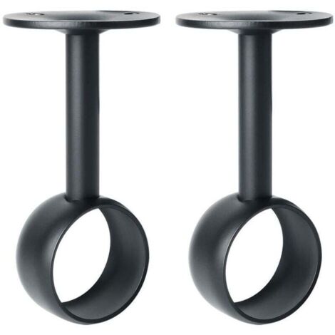 Support de Tringle à Rideaux Support Tringle Penderie avec Vis Support de Plafond pour Rideau et Armoire, Noir Mat en Acier Inoxydable, Diamètre 32 mm, 2 Pcs