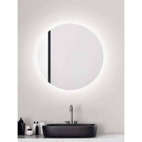 Miroir de Salle de Bain LED Rond - Diamètre : 60 cm - Miroir Mural avec éclairage - Convient aux pièces humides grâce au Corps en Aluminium - Couleur de la lumière : Blanc Neutre (1/4)