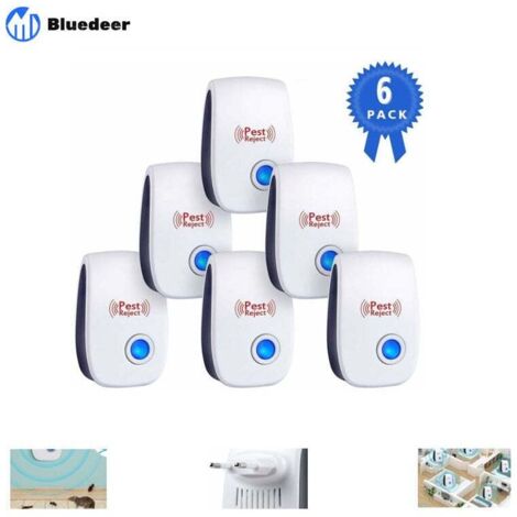Répulsif Ultrason Souris et Rat 2019 - Prise à Double Fréquences Ultrasonique Puissantes - 6 Appareils Repulsif Ultrasons Anti Rongeur,Fouine et Loir - Protection Efficace en 4 Semaines Garantie (1/4)