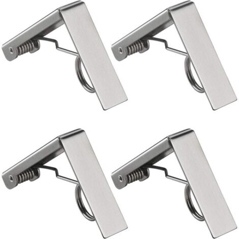 4 Pcs Pince pour Nappe, Clip Nappe de Table en Acier Inoxydable Fixe-Nappe à Ressort pour Restaurant Fêtes Pique-Nique (1/4)