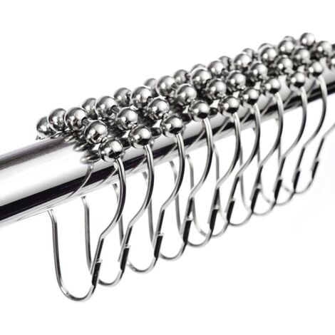 Lot de 48 anneaux de rideau de douche en acier inoxydable avec système coulissant, 70 x 40 mm (1/4)