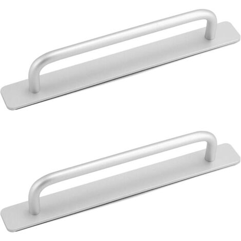 Lot de 2 poignées de porte coulissante autocollantes, 210 x 25 mm, en alliage d'aluminium, argentées (1/4)
