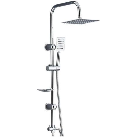 Colonne de douche chromée , ensemble de douche en acier inoxydable avec pommeau de douche en ABS, 20 x 20 cm (1/4)