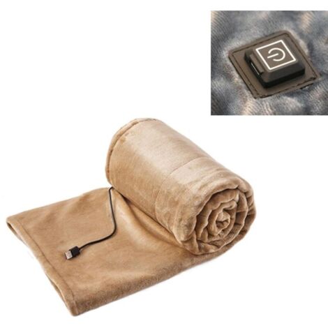 Couverture chauffante style écharpe, alimentée par USB, sans fil, lavable en machine, 3 niveaux de température, beige - 80 x 100 cm (1/4)