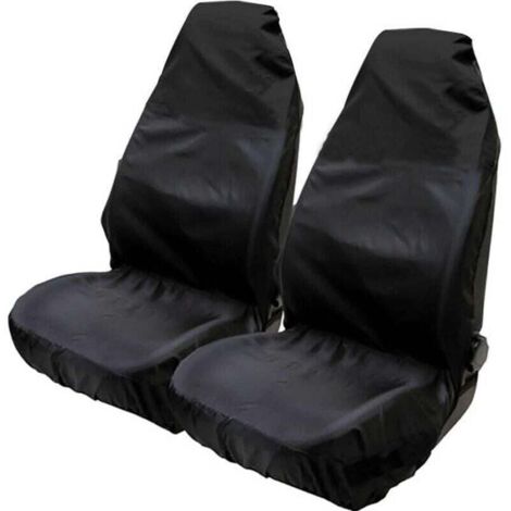 Housses de protection universelles imperméables en nylon pour sièges avant de voiture, 75 x 55 x 55 cm (lot de 2), noires (1/3)