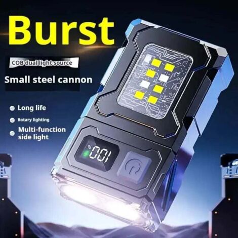 Lampe torche LED ultra-lumineuse  1 Mini - Lampe de travail COB portable rechargeable, idéale pour le camping, les réparations et les situations d'urgence en extérieur. (1/3)