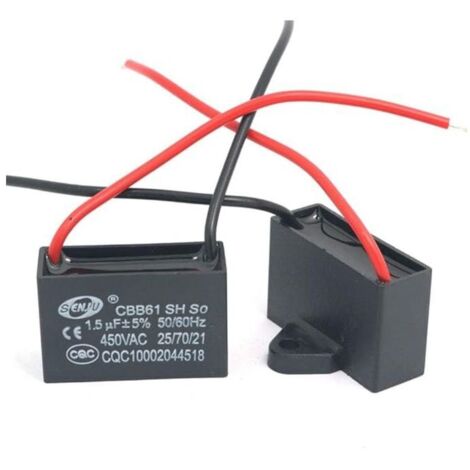 2Pcs CBB61 450V AC 50 / 60Hz Ventilateur Moteur en Courant Condensateur1.5 uF (1/3)