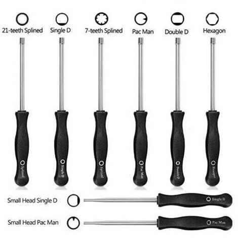 Set de 8 Outils de Réglage de Carburateur/Tournevis de Réglage Embout Pac Man/Single D/Double D/Hexagone / 21-Dents Splinded (1/4)