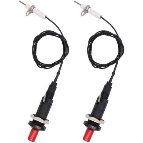 Lot de 2 briquets de cuisine avec bouton poussoir étoile Piezo Spark avec câble de résistance 200 degrés et longueur de 1 mètre (1/4)