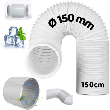 Tuyau d'Échappement de Climatiseur Portable, avec adaptateur, Mobile Tuyau Kit Diamètre de 150 mm, longueur 150 cm, Pour Climatisation, Déshumidificateur,Sèche Linge (1/4)