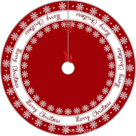 Jupe de sapin de Noël  90 cm - Tapis ou nappe de pique-nique à motif flocons de neige et éléments classiques, idéal pour décorer le sapin et les fêtes de Noël. (1/4)