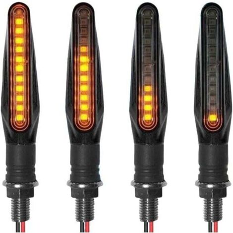 Lot de 4 clignotants séquentiels à LED pour moto, 12 V, étanches, couleur ambre, clignotants dynamiques universels (1/4)