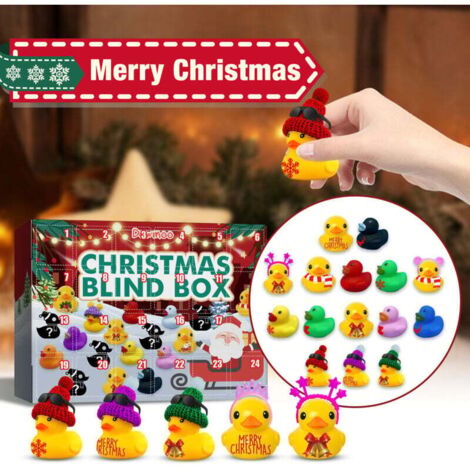 Calendrier de l'Avent avec canard en caoutchouc, 24 cases, ambiance de Noël, calendrier-jouet avec canard en caoutchouc, cadeau surprise (1/4)