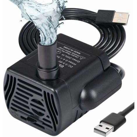 Pompe Eau Submersible, Aquarium Pump Ajustable 200L/H 3W Ultra-Silencieux Pompe Catit USB pour tang Fish Tank Fontaine Rservoir de Poissons Cordon de 1.4m (1/4)