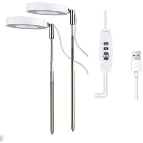 Lampe de croissance pour plantes, lampe de croissance LED à spectre complet réglable en hauteur pour petites plantes, 9 niveaux de luminosité réglables, rotation à 180° et minuterie marche/arrêt (2 t (1/4)