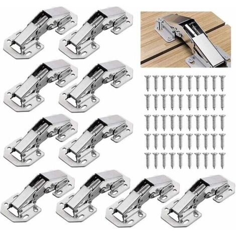 10 PCS Acier alli Charniere Porte Placard/ Cuisine, 3 Pouces Charniere Meuble,Charnire Invisible, Faites Correspondre la vis, Convient aux Portes D\'armoires de Bureau (1/4)