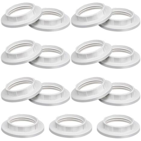 Lot de 15 anneaux réducteurs E14 pour abat-jour, bagues adaptatrices blanches pour suspensions et lampadaires (1/4)