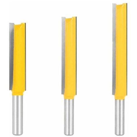 3Pcs 8mm Queue Fraises de Fraisage extra longues, Fraise Bois Fraise Extra-longue Fraise droite bout 8mm x 1/2quot x 50mm, 8mmx 1/2quot x 63mm, 8mmx 1/2quot x 76mm