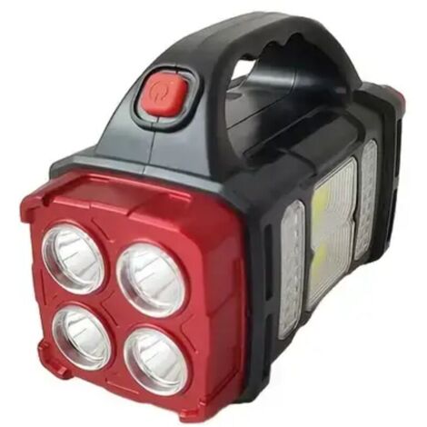 Lampe torche LED rechargeable  1 avec alimentation solaire et USB, batterie nickel 1500 mAh, lampe de travail tactique COB, 4 modes (1/3)