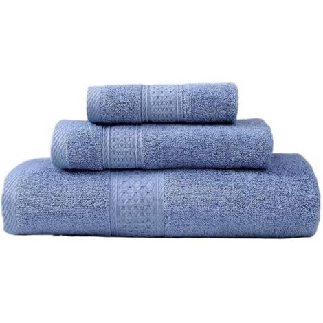 Serviettes turques en coton premium , douces et absorbantes, lot de 3, bleues, fibres longues, coffret cadeau (1/4)
