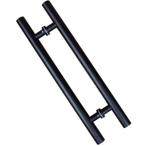 Poigne de porte coulissante, double face en forme de H, poigne de porte battante robuste, noire Longueur 600 mm Espacement des trous 400 mm (1/4)