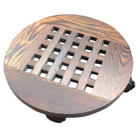 Support Porte Plantes en Bois - Dessous de Pot de Fleur Rond en Bois Massif à roulettes, Mobile Base Porte Fleurs avec Roue Plante Pot de Fleurs Support Caddy(25) (1/4)