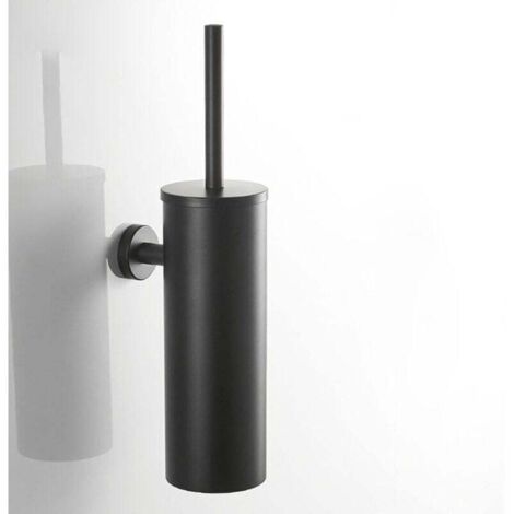 Brosse WC Inox- Brosse Toilette et Supports, Anti-goutte, Antibactérienne, Balayette WC Ventilée, Séchage Rapide sans Odeur, Balai WC Montage Mural/au Sol, Salle de Bain et WC Noir (1/4)