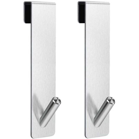 2 Pièces Crochet Douche, Crochet Porte Serviette sans perçage, Crochets de porte pour portes de douche en verre sans cadre, adapter 6-12 mm d'épaisseur (Argent) (1/4)