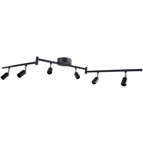 Plafonnier LED 6 Spots Orientables Blanc du Jour 6 X Ampoules GU10 Applique, tête d\'éclairage rotative flexible pour studio de cuisine 85-265V, Noir (1/4)