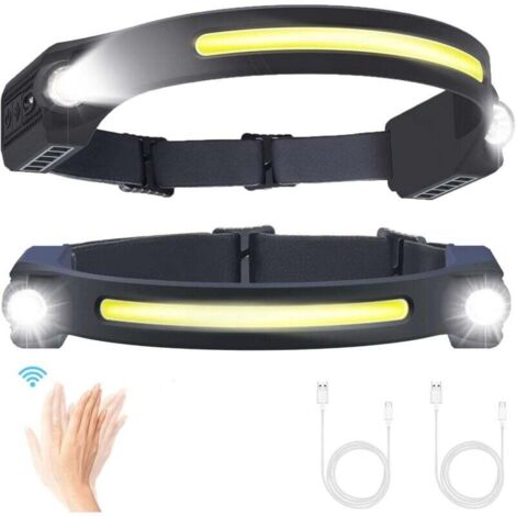 Lampe Frontale Rechargeable LED 2pcs Lampe Torche Frontale avec 5 Modes Détecteur de Mouvement 260 Degrés Étanche IPX4 USB C pour Pêche, Camping, Randonnée [Classe énergétique A+++] (1/4)
