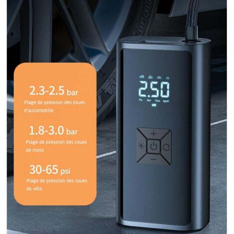Pompe à Air Sans Fil – LCD Numérique, 4000 MAh, 150 Psi, 4 Modes (vélo/moto/voiture/ballon), USB-C